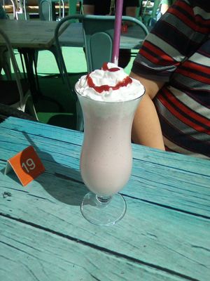 Strawberry shake at Junk y Vegan in Helsinki