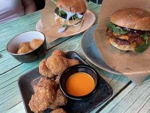 Chili nuggets, flower wings, portobello burger and smash junky burger  at Junk y Vegan in Helsinki