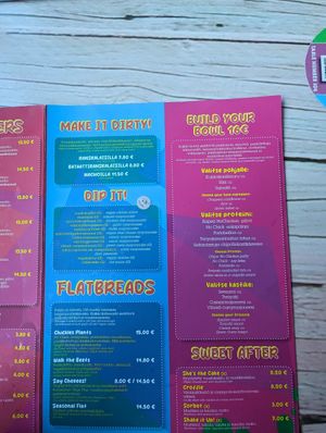 Menu at Junk y Vegan in Helsinki