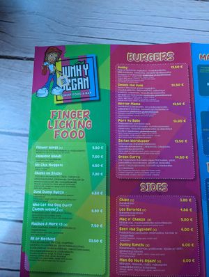 Menu at Junk y Vegan in Helsinki