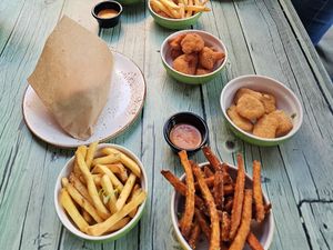Potato and sweet potato chips. at Junk y Vegan in Helsinki