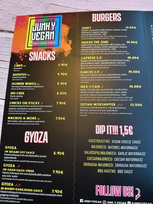 Menu 2/25  at Junk y Vegan in Helsinki