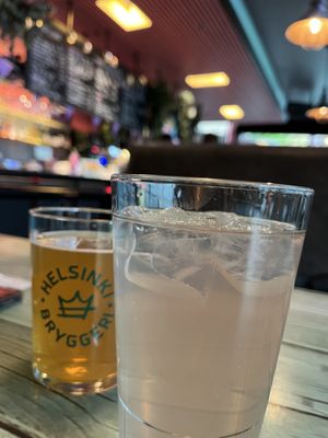 Beer and grapefruit soda   at Junk y Vegan in Helsinki