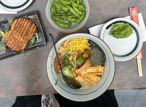 Edamame & black garlic ramen bowl  at Takumi in Brussels
