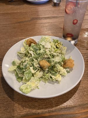 Caesar salad and Selena specialty drink  at Yummvees in Richmond
