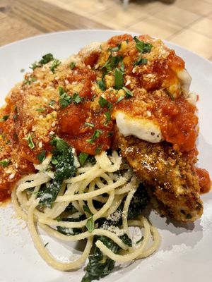 Chick’n parm (the “chicken” is tofu and not mock meat)  at Yummvees in Richmond