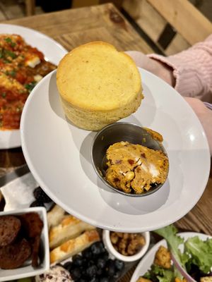 DELICIOUS corn bread 💛 with a super salty vegam buttery cream (?)  at Yummvees in Richmond