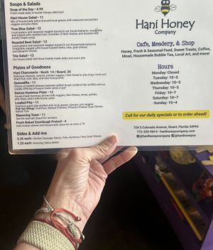 Menu #Veganuary at Hani Honey Company in Stuart