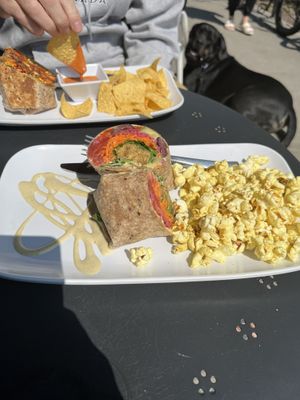 Falafel wrap with popcorn   at Communitea Cafe in Canmore