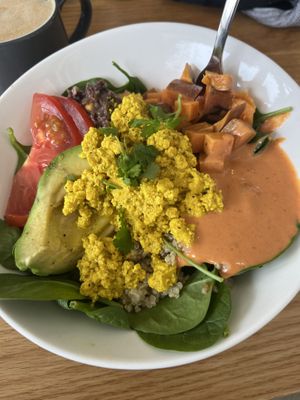 Vegan breakfast bowl  at Communitea Cafe in Canmore