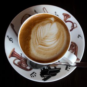 Oat Flat White at The Music Cafe in Stratford-upon-avon