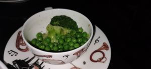Brocoli and peas at The Music Cafe in Stratford-upon-avon