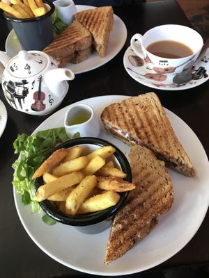 Seitan, Gary and mustard sandwich  at The Music Cafe in Stratford-upon-avon