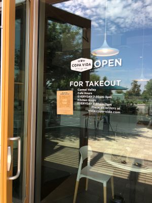 Business hours and takeout info. at Copa Vida in San Diego