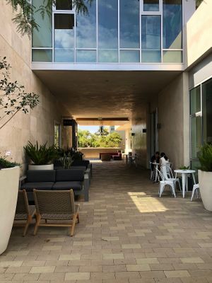 Outdoor seating part of this business and resident complex. at Copa Vida in San Diego