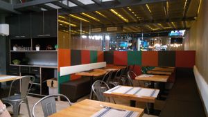 Seating area at Super Vegan in Barcelona