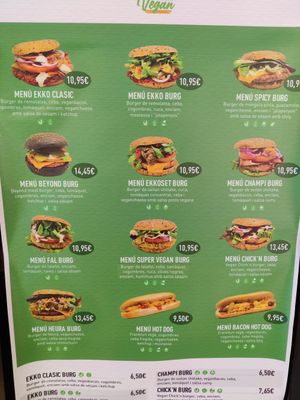 Menu at Super Vegan in Barcelona