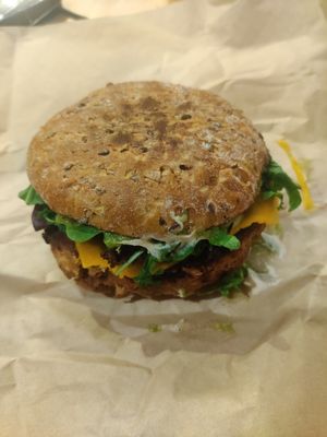 Pinto bean burger at Super Vegan in Barcelona