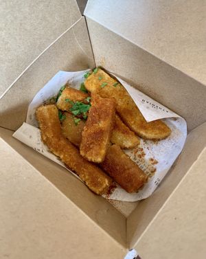 Vegan halloumi sticks at Smashing Plates London Bridge in South East London