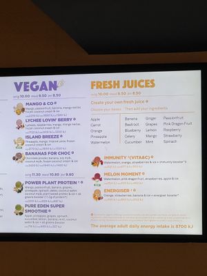 Menu january 2024  at Boost Juice in Tullamarine