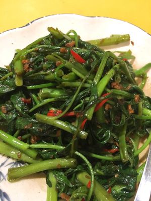 Kangkung belacan. Tasted just like conventional belacan dish. Vegan. at Tian Pin Vegetarian Restaurant in Petaling Jaya