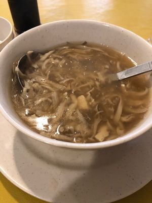 Shark’s fin soup with chicken meat at Tian Pin Vegetarian Restaurant in Petaling Jaya