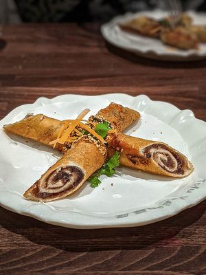 sesame rolls with red bean paste at Tofu Vegan - Islington in North London