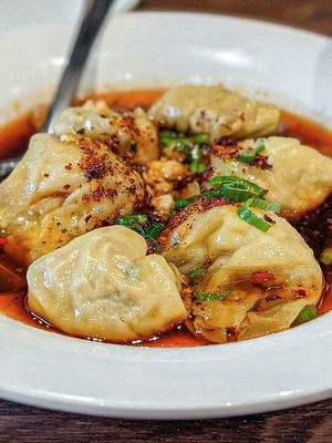 Wontons in spicy sauce at Tofu Vegan - Islington in North London
