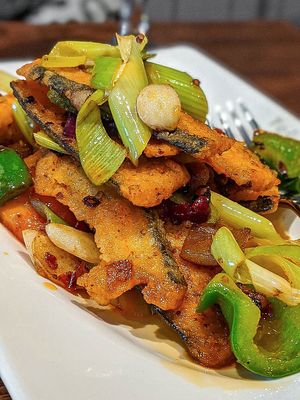 Twice cooked fish at Tofu Vegan - Islington in North London