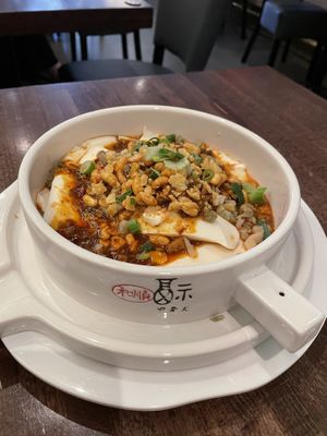 Silken tofu in spicy sauce at Tofu Vegan - Islington in North London