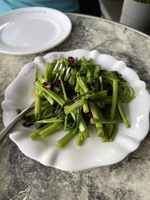 Water spinat at Tofu Vegan - Islington in North London