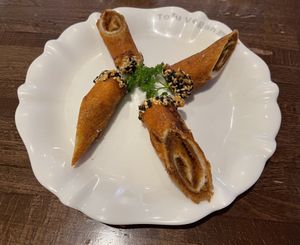 Sesame rolls with sweet bean paste - very good  at Tofu Vegan - Islington in North London