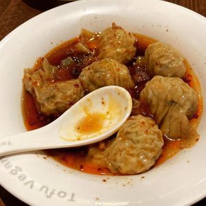Wontons in spicy sauce at Tofu Vegan - Islington in North London