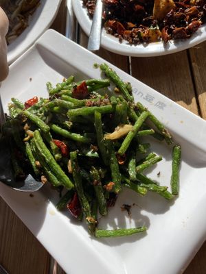 Green beans at Tofu Vegan - Islington in North London