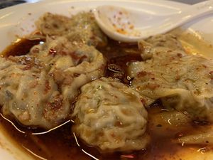 Won tons in spicy sauce  at Tofu Vegan - Islington in North London