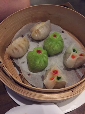 selection fo dumplings to share at Tofu Vegan - Islington in North London
