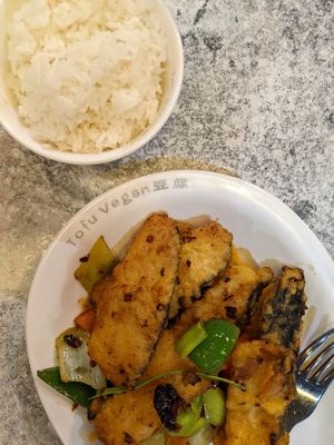 Fried fish at Tofu Vegan - Islington in North London
