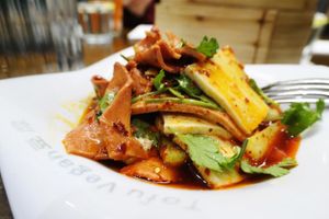 Man and wife slices in spicy sauce   at Tofu Vegan - Islington in North London
