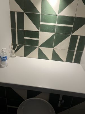 pretty tile in bathroom   at Tofu Vegan - Islington in North London