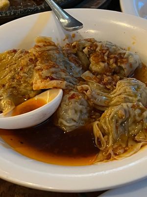 Wontons in Chili sauce at Tofu Vegan - Islington in North London