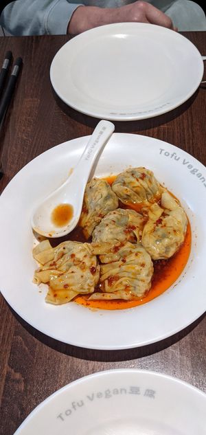 Wontons in house sauce at Tofu Vegan - Islington in North London