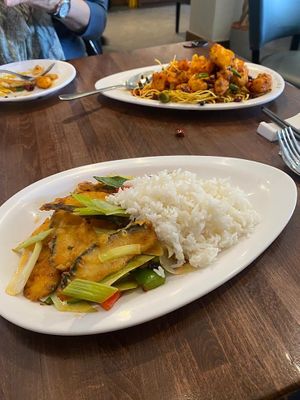 Fried ‘fish’ and rice from 2021 trip  at Tofu Vegan - Islington in North London