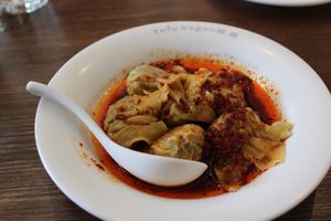 Wontons (dumplings in the house special sauce) at Tofu Vegan - Islington in North London