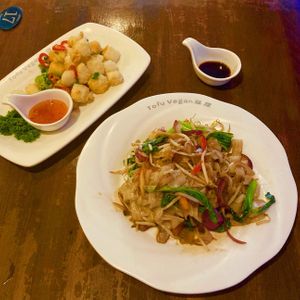 GF Ho Fun Noodles and Salt & Sichuan Pepper Tofu  at Tofu Vegan - Islington in North London