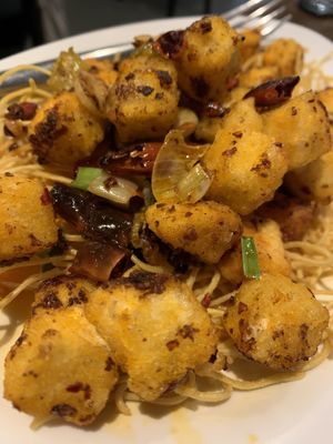 Deep fried tofu and sweet potato   at Tofu Vegan - Islington in North London