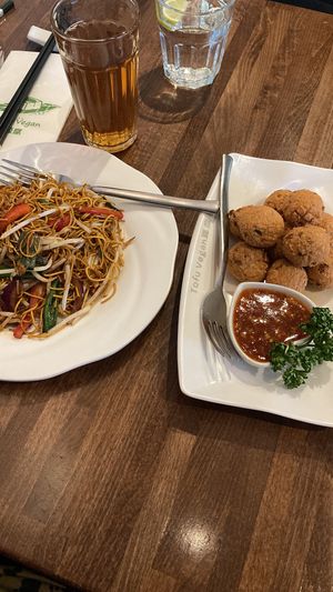 Special Singapore style noddles and tofu and mushroom balls   at Tofu Vegan - Islington in North London