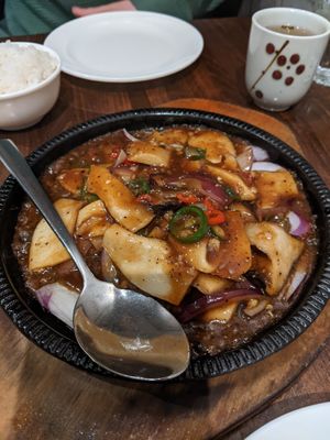 Mushrooms in black pepper sauce at Tofu Vegan - Islington in North London