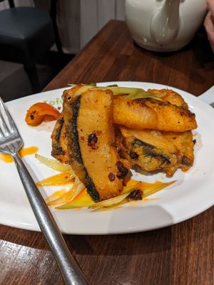 Vegan fish - very good! at Tofu Vegan - Islington in North London