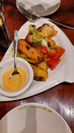 Twice cooked fisc at Tofu Vegan - Islington in North London