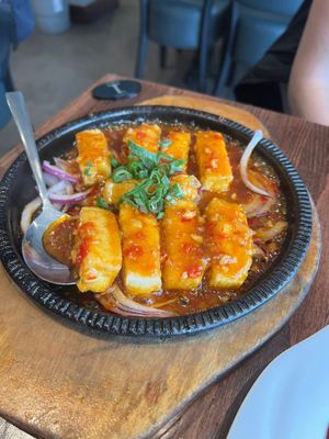 Sizzling tofu at Tofu Vegan - Islington in North London